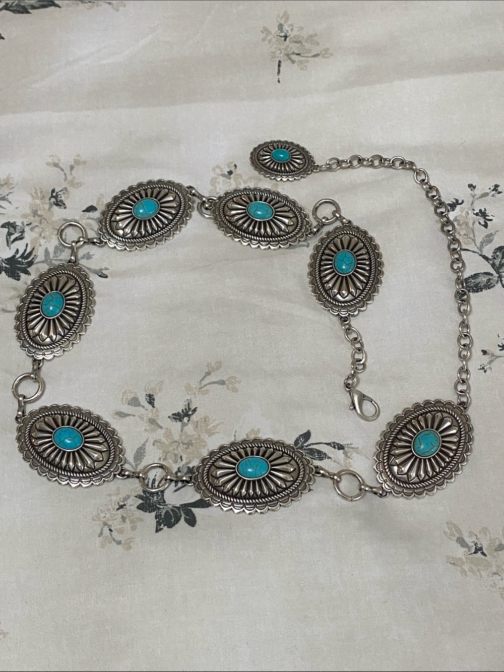 Ariat Silver-Tone Concho Belt with Turquoise Accents